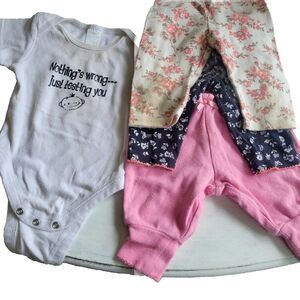 0-to-3-month infant girl pants and shirt lot